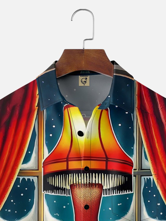 Tall Size Moisture-Wicking Christmas Christmas Story Leg Lamp Chest Pocket Hawaiian Shirt
