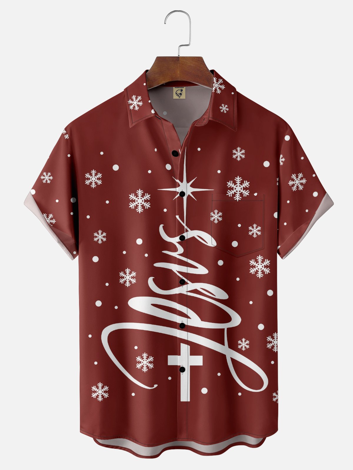 Moisture Wicking Jesus Snowflake Chest Pocket Hawaiian Shirt