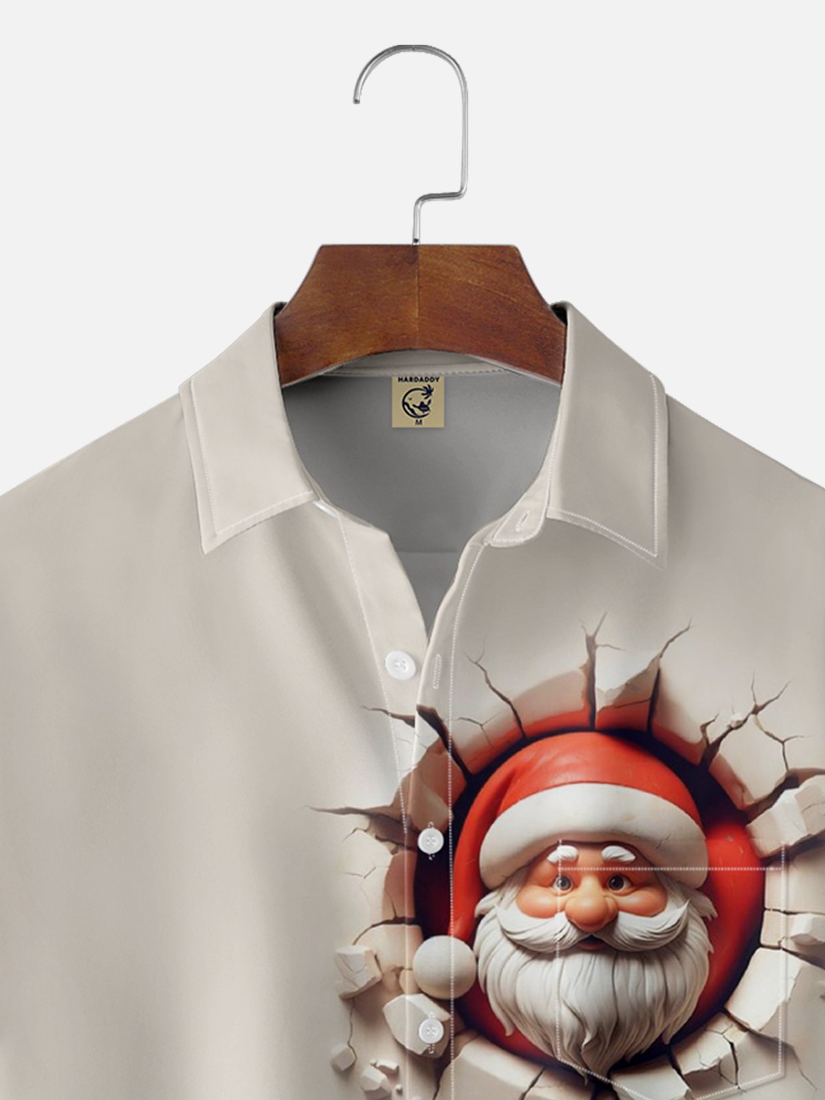 Moisture Wicking Funny And Quirky Santa Claus Bumping Into A Wall Chest Pocket Hawaiian Shirt