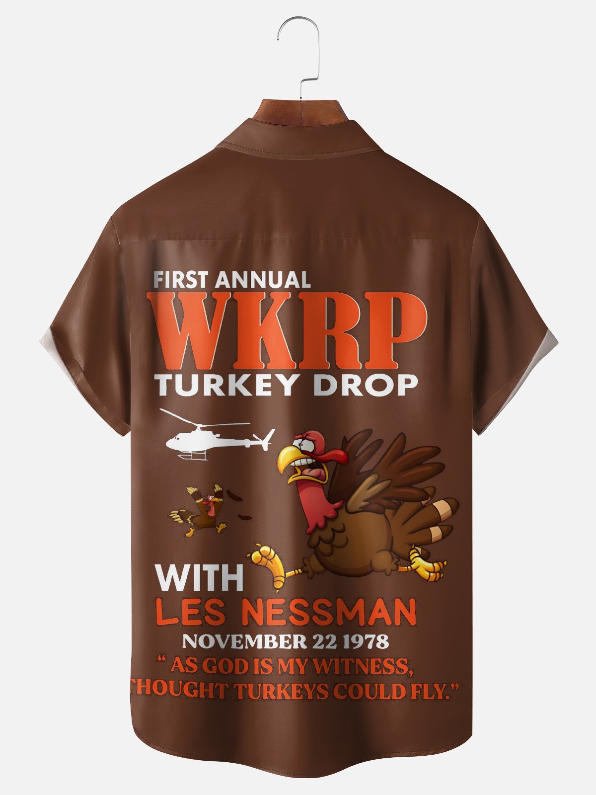 Big Size Moisture Wicking Thanksgiving Fun Turkey Chest Pocket Hawaiian Shirt