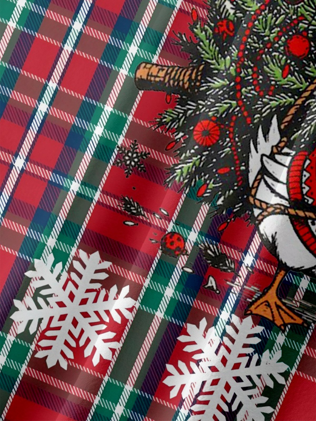 Moisture Wicking Christmas Canada Goose Christmas Tree Checkered Chest Pocket Hawaiian Shirt