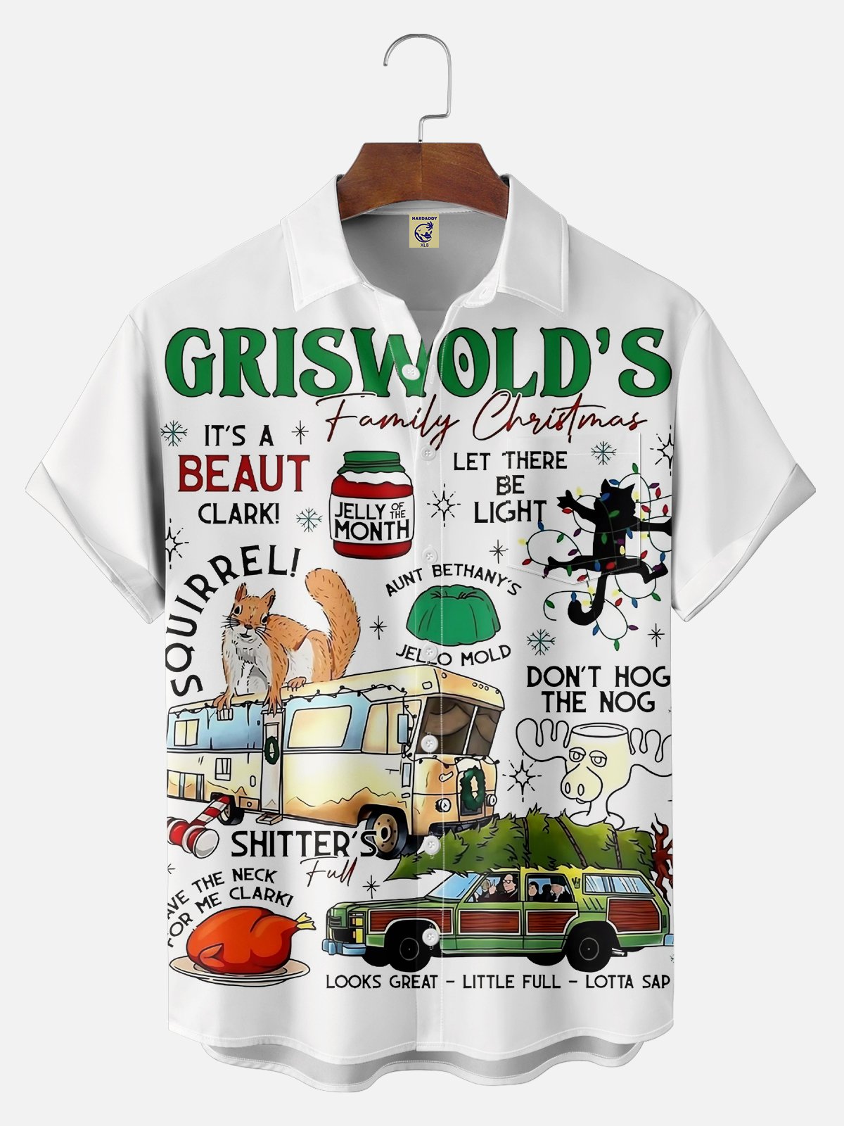 Big Size Moisture Wicking Christmas Griswold Chest Pocket Hawaiian Shirt