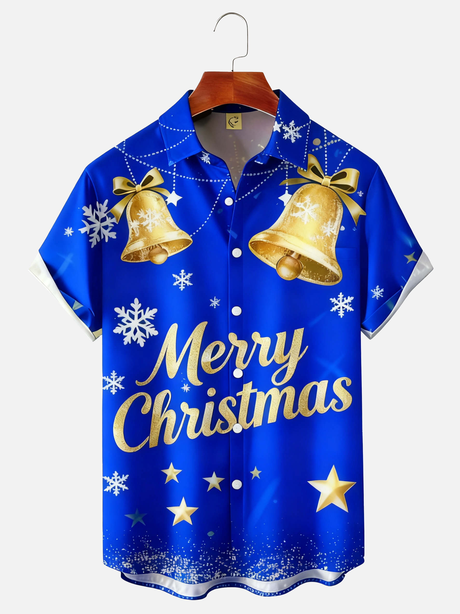 Moisture-wicking Merry Christmas Jingle Bell Chest Pocket Holiday Shirt