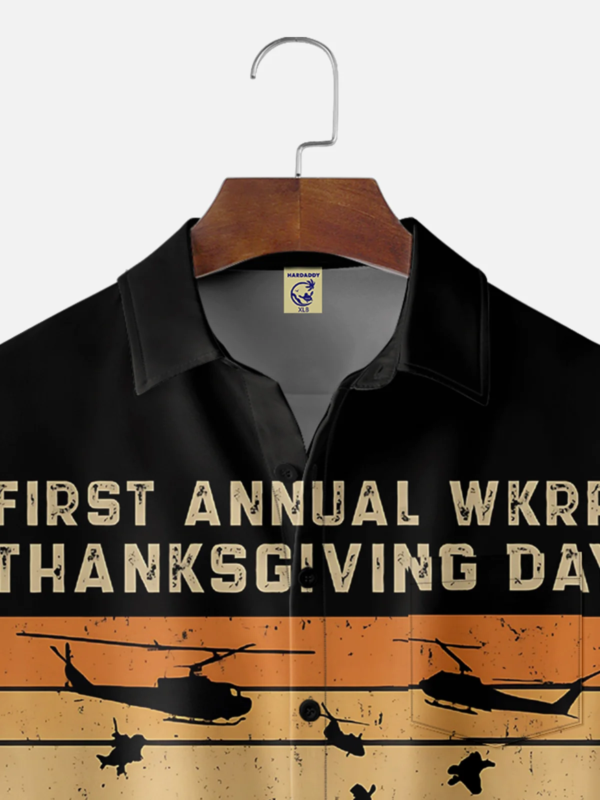 Big Size Moisture Wicking Thanksgiving Turkey Chest Pocket Hawaiian Shirt