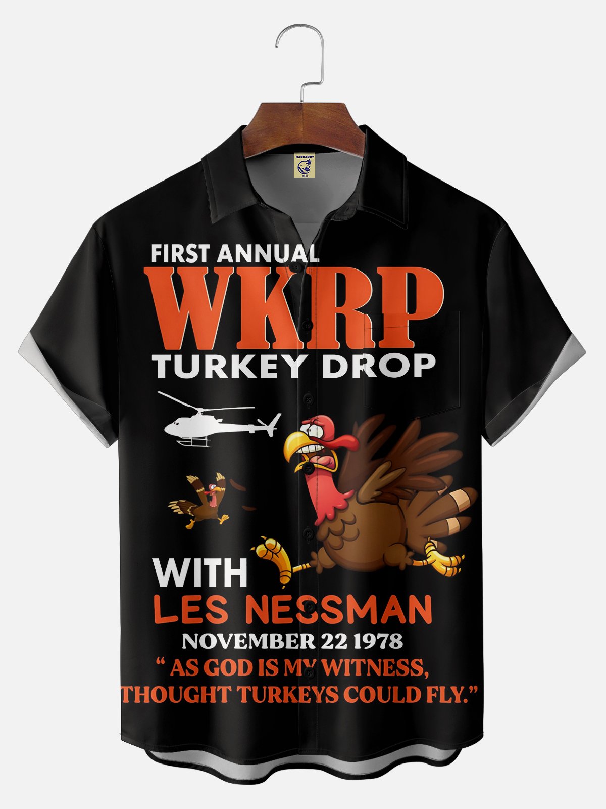 Big Size Moisture Wicking Thanksgiving Fun Turkey Chest Pocket Hawaiian Shirt