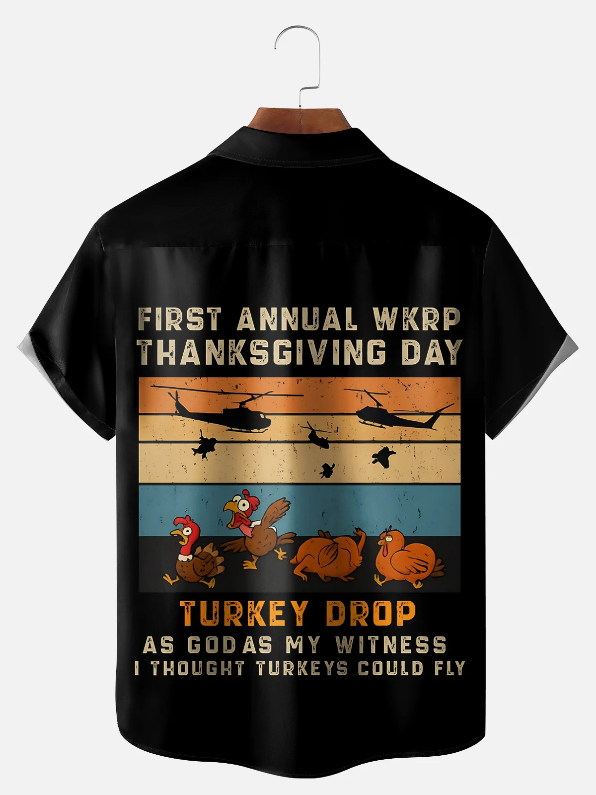 Big Size Moisture Wicking Thanksgiving Turkey Chest Pocket Hawaiian Shirt