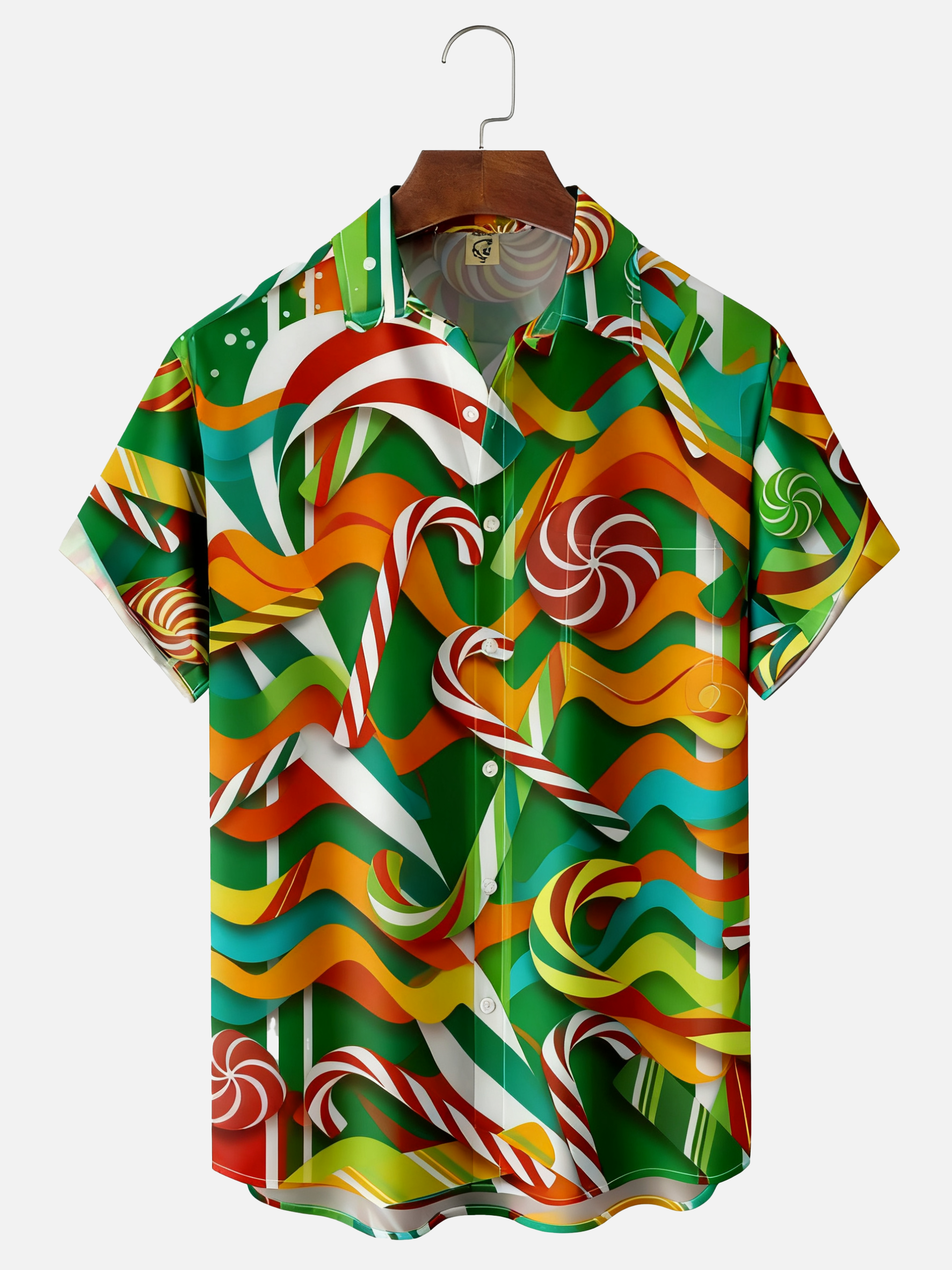 Moisture-wicking Christmas Candy Cane Chest Pocket Holiday Shirt