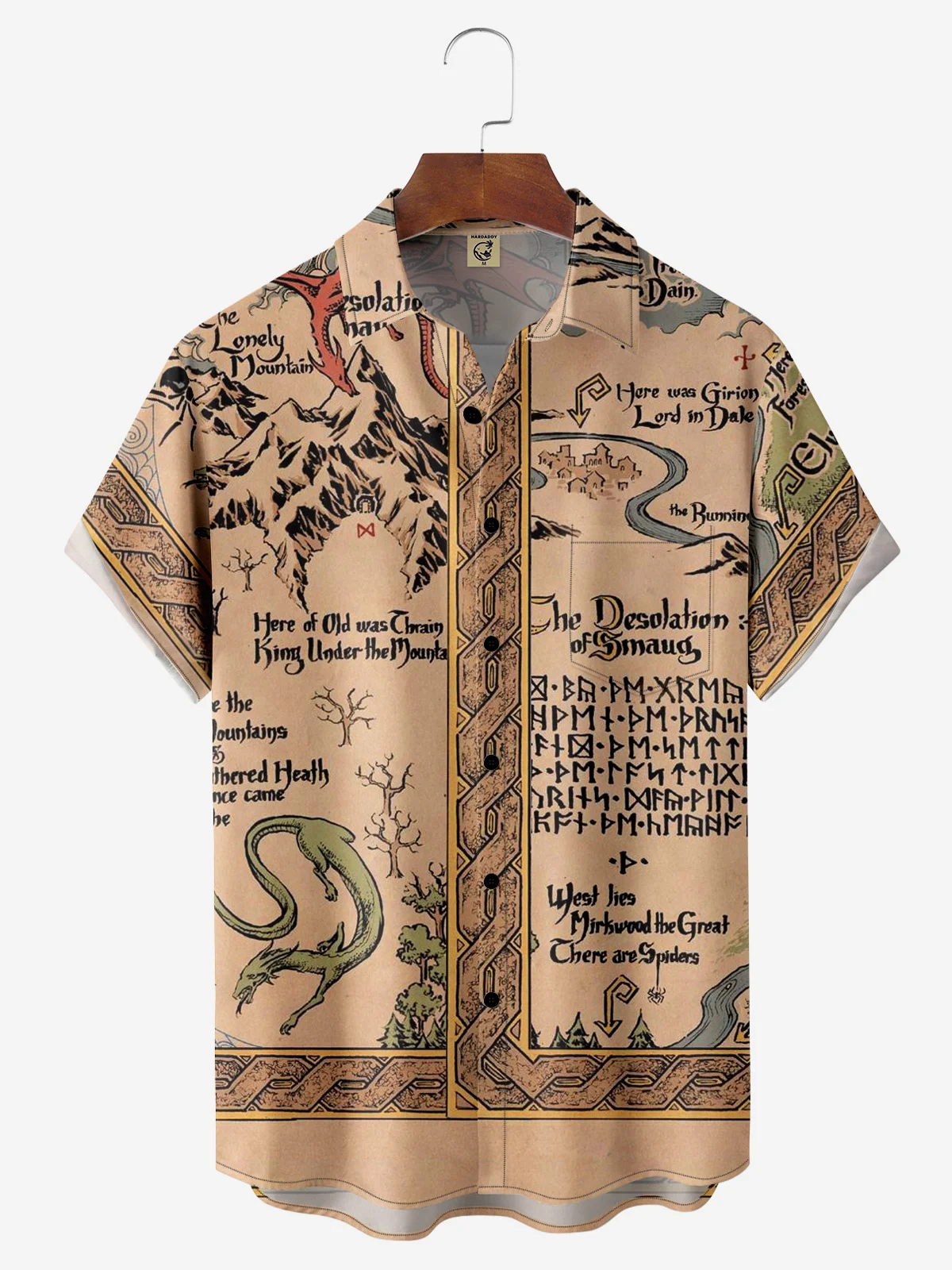 Moisture-wicking Medieval Science Fiction Map Chest Pocket Casual Shirt