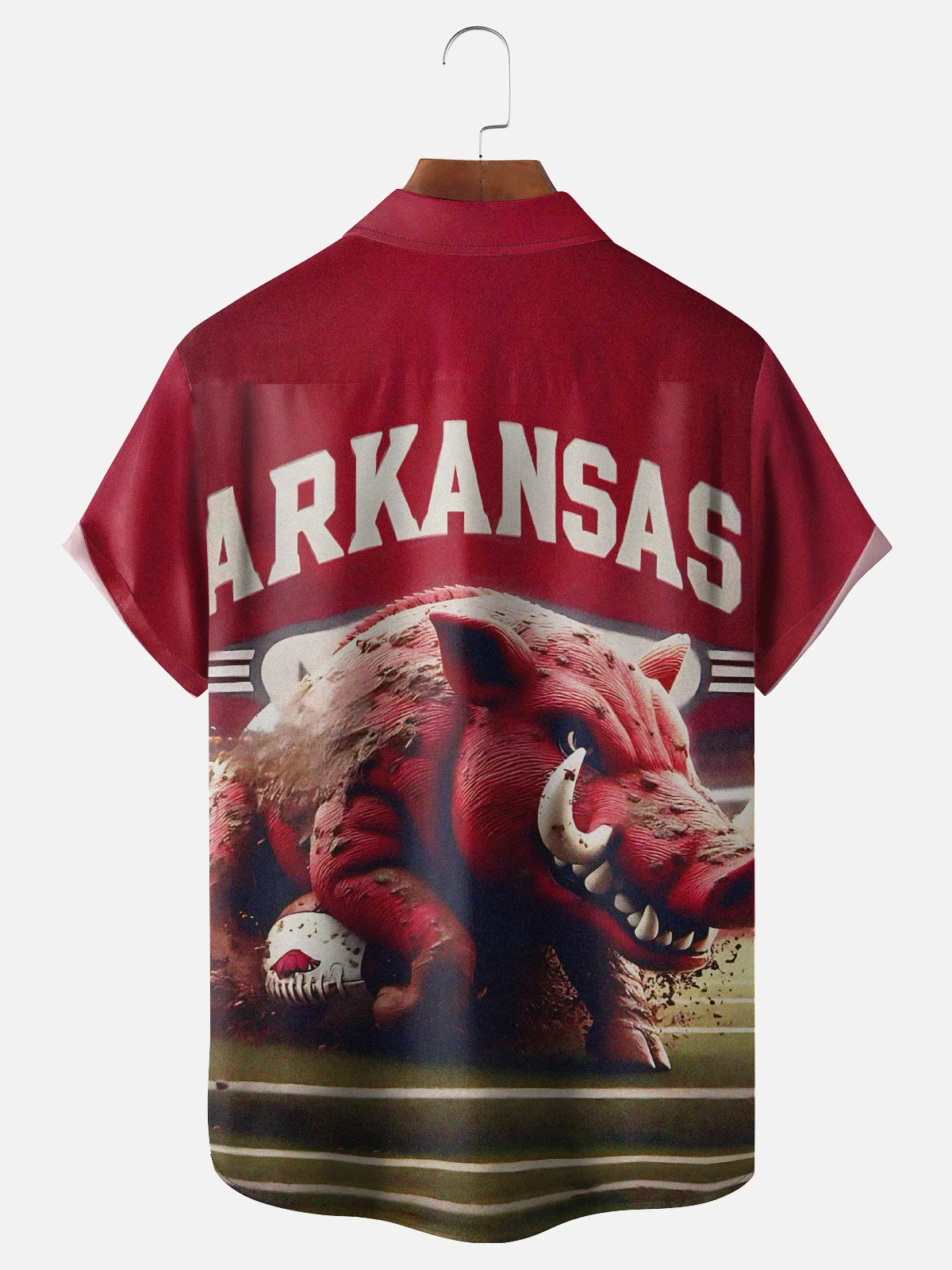 Moisture-Wicking American Football Arkansas Art Wild Boar Chest Pocket Casual Shirt