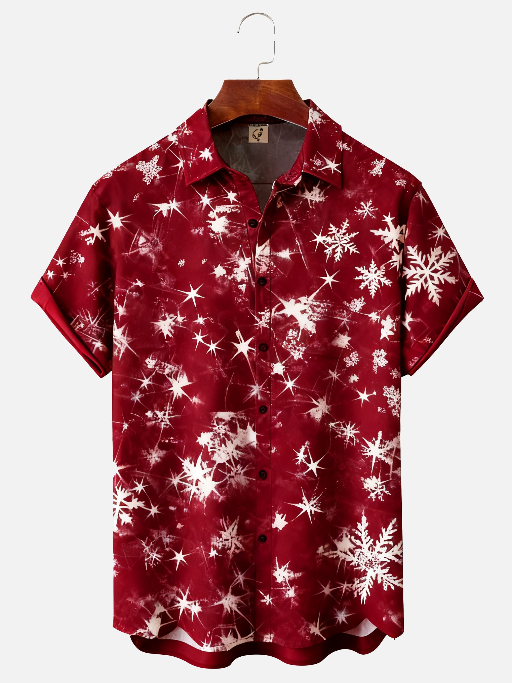 Moisture-wicking Christmas Snowflakes Chest Pocket Holiday Shirt