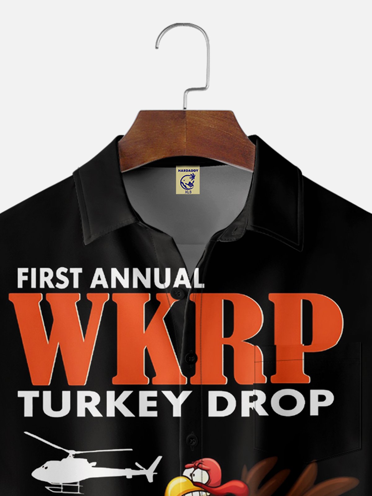 Big Size Moisture Wicking Thanksgiving Fun Turkey Chest Pocket Hawaiian Shirt