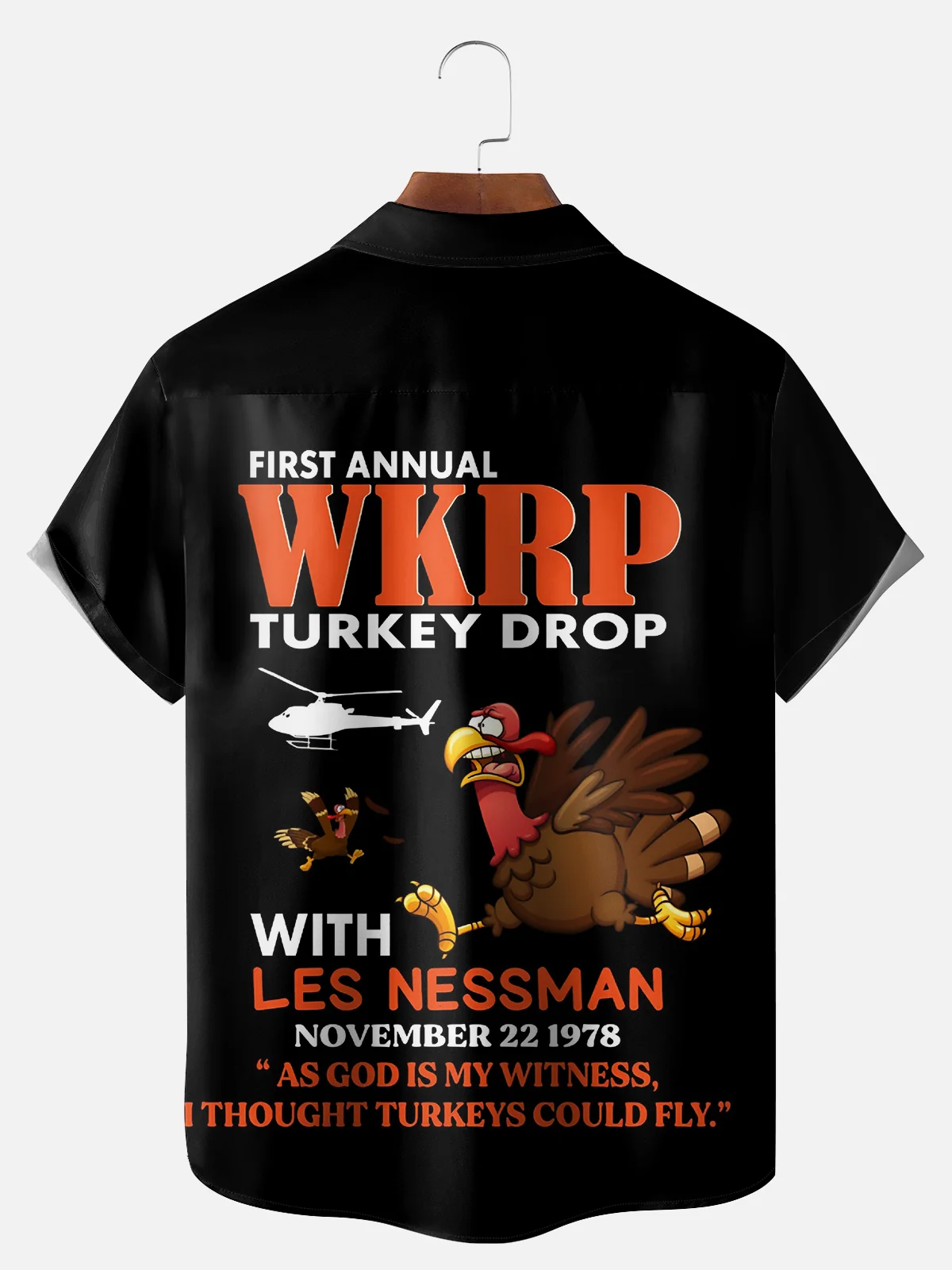 Big Size Moisture Wicking Thanksgiving Fun Turkey Chest Pocket Hawaiian Shirt