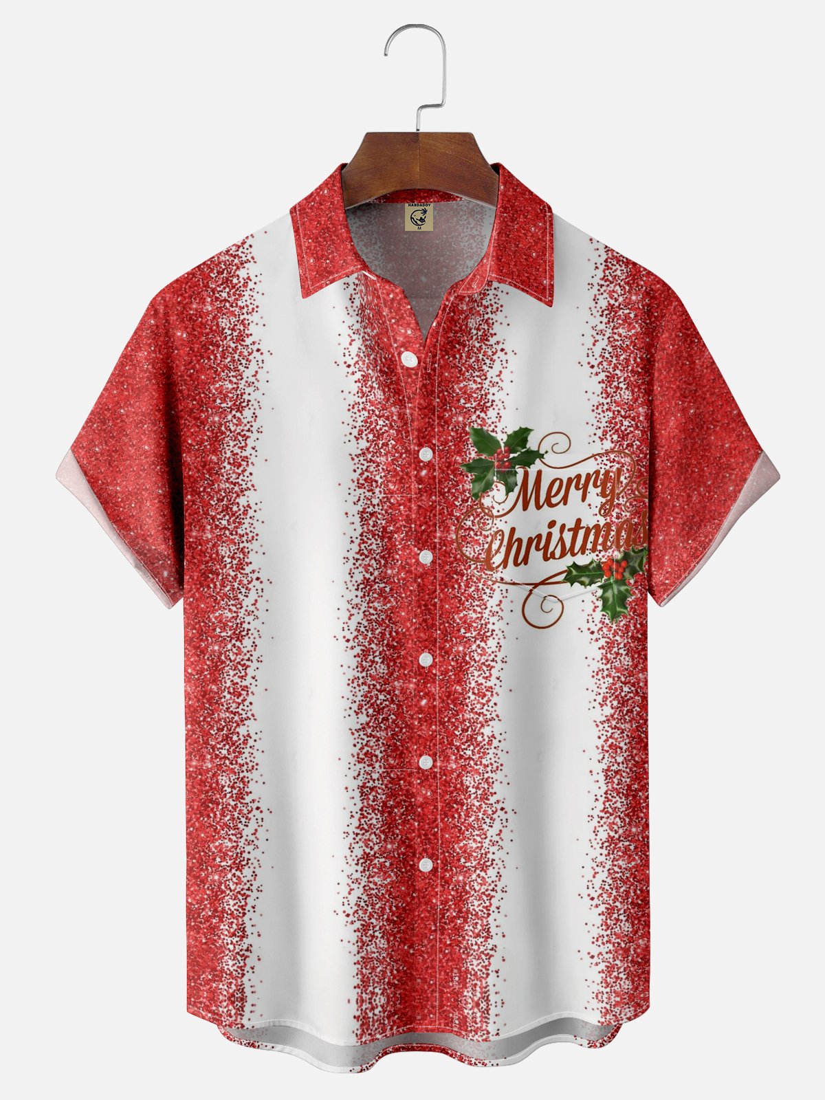 Moisture Wicking Merry Christmas Chest Pocket Bowling Shirt