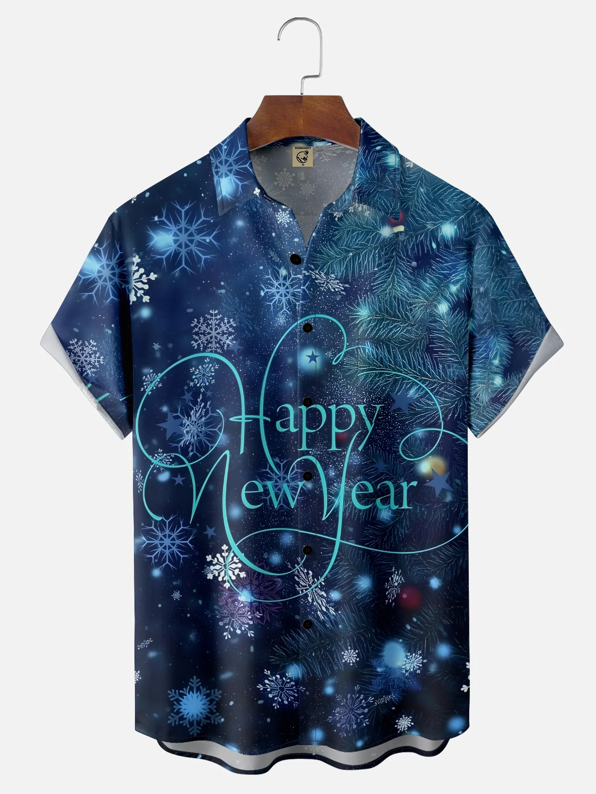 Moisture-wicking New Year Art Slogan Chest Pocket Casual Shirt