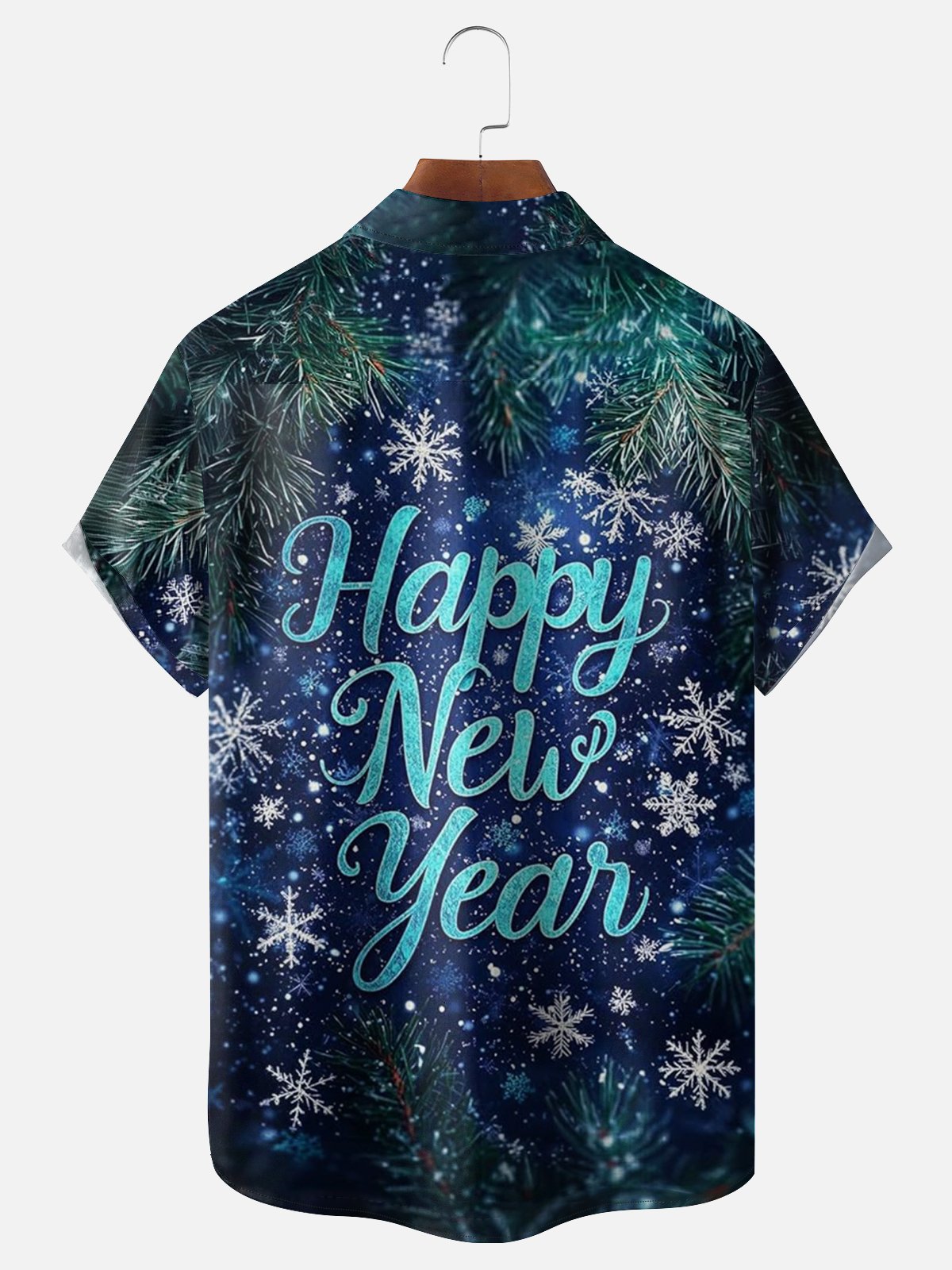Moisture Wicking Happy New Year Hawaiian Shirt with Chest Pocket