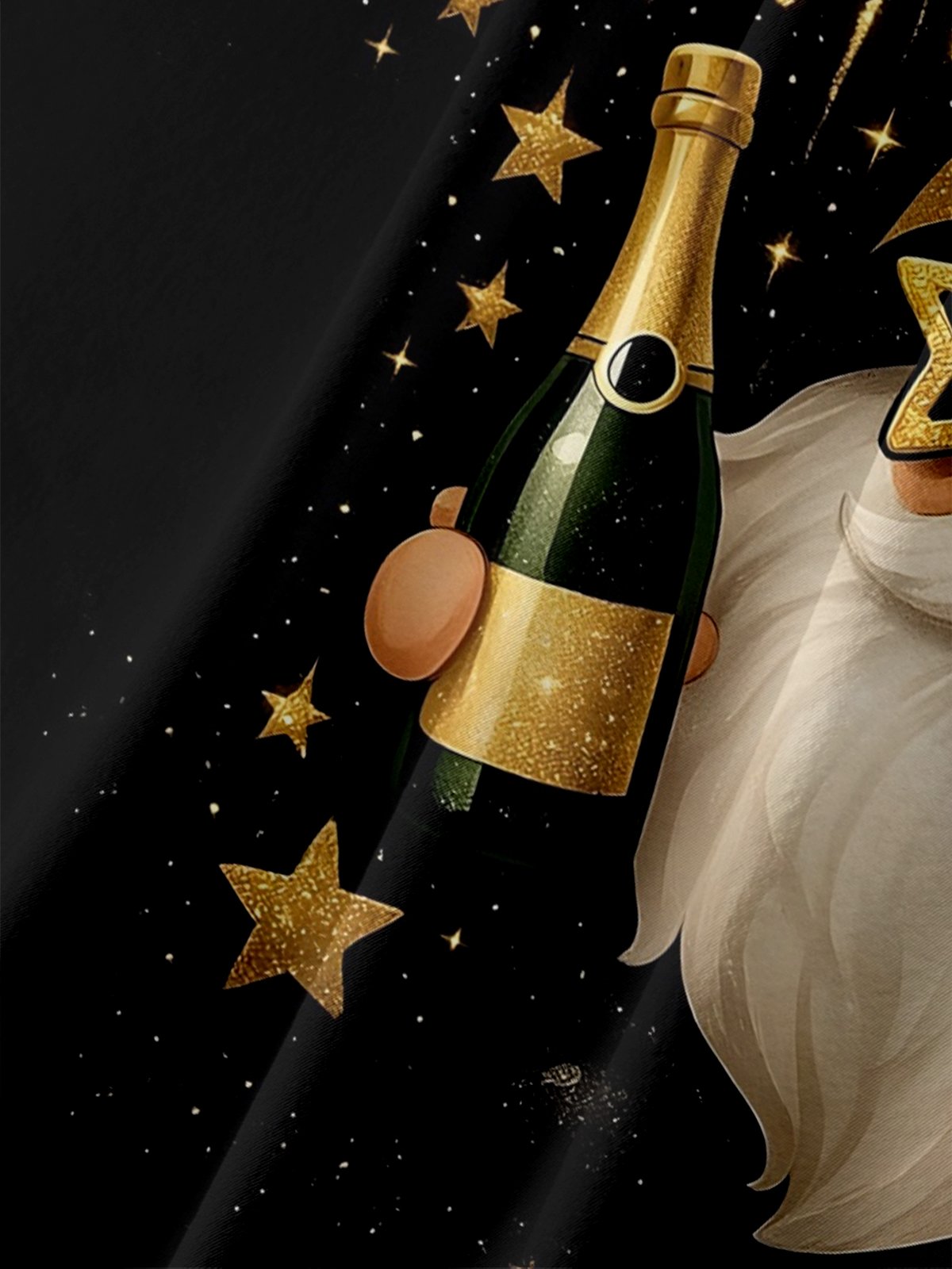 Moisture Wicking Happy New Year Wine Glass Dwarf Chest Pocket Hawaiian Shirt