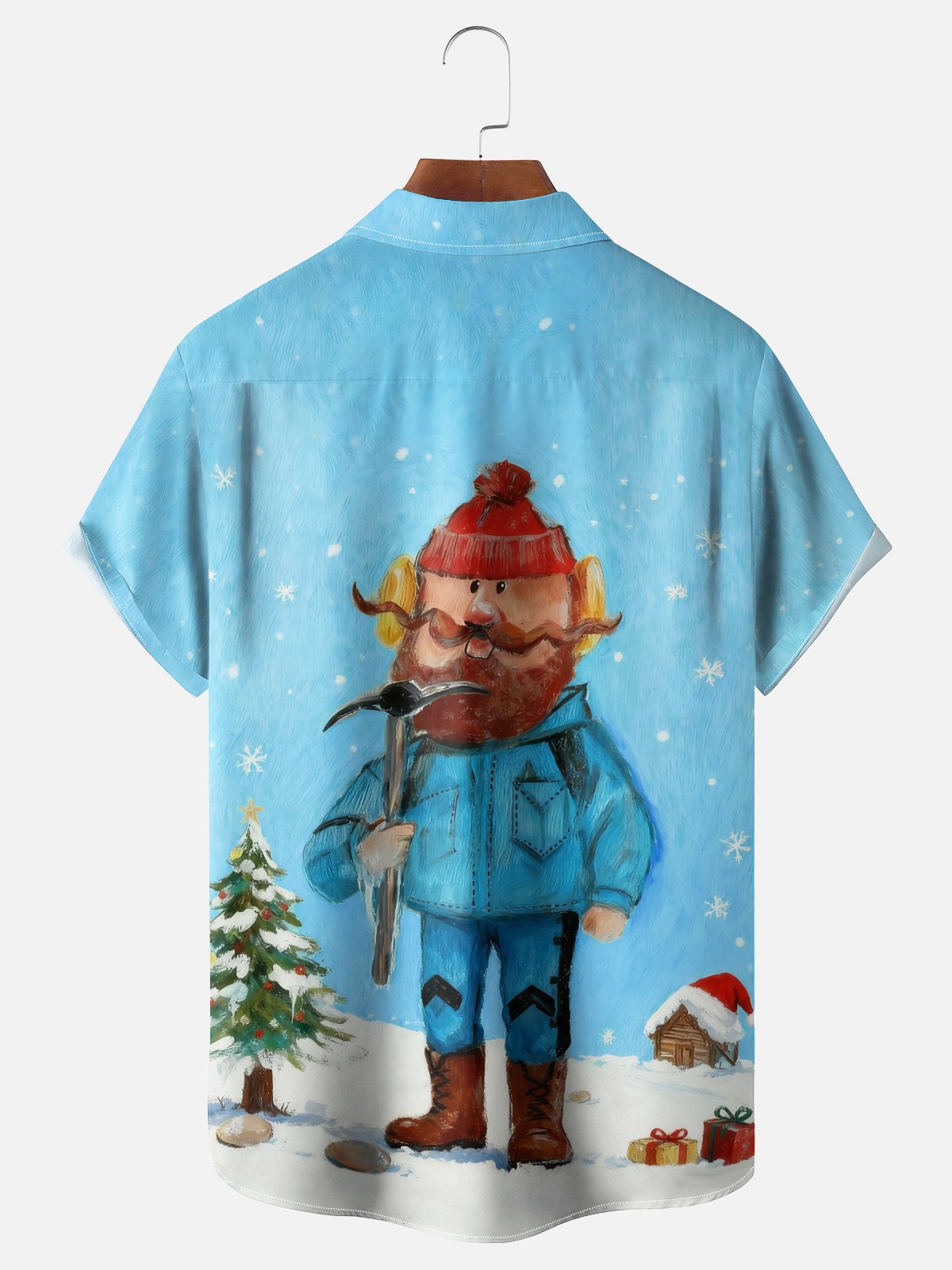 Moisture Wicking Christmas Miner Chest Pocket Hawaiian Shirt