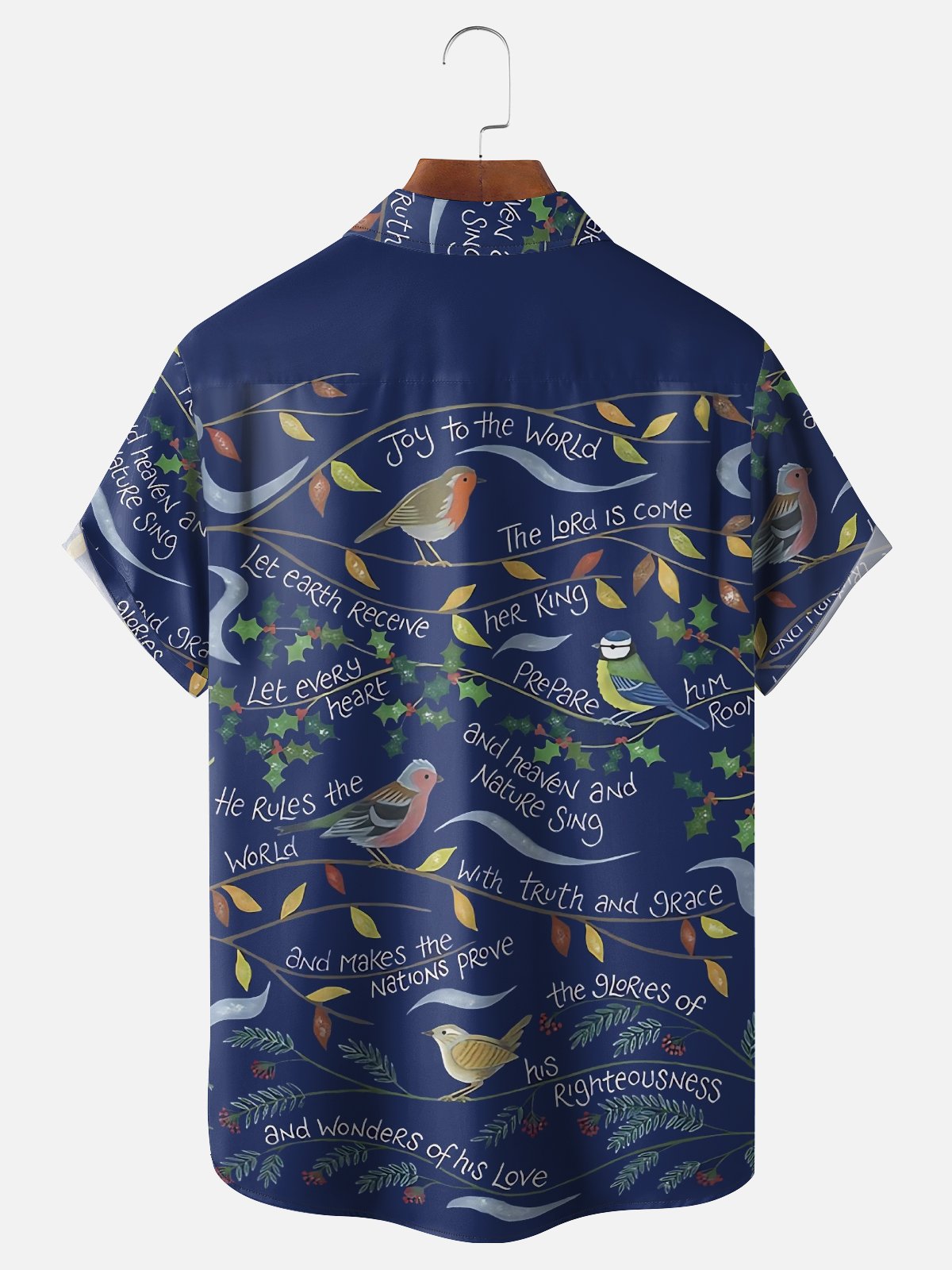 Moisture-wicking Bird and Plant Print Fun Chest Pocket Casual Shirt