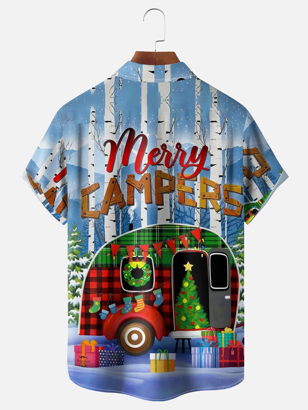 Moisture Wicking Christmas Merry Christmas Campervan Chest Pocket Hawaiian Shirt