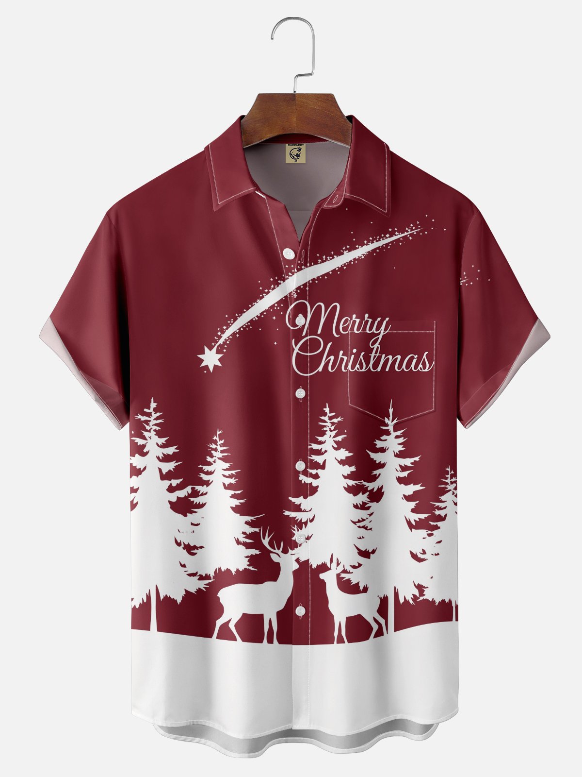 Moisture Wicking Happy New Year Wine Glass Dwarf Chest Pocket Hawaiian Shirt