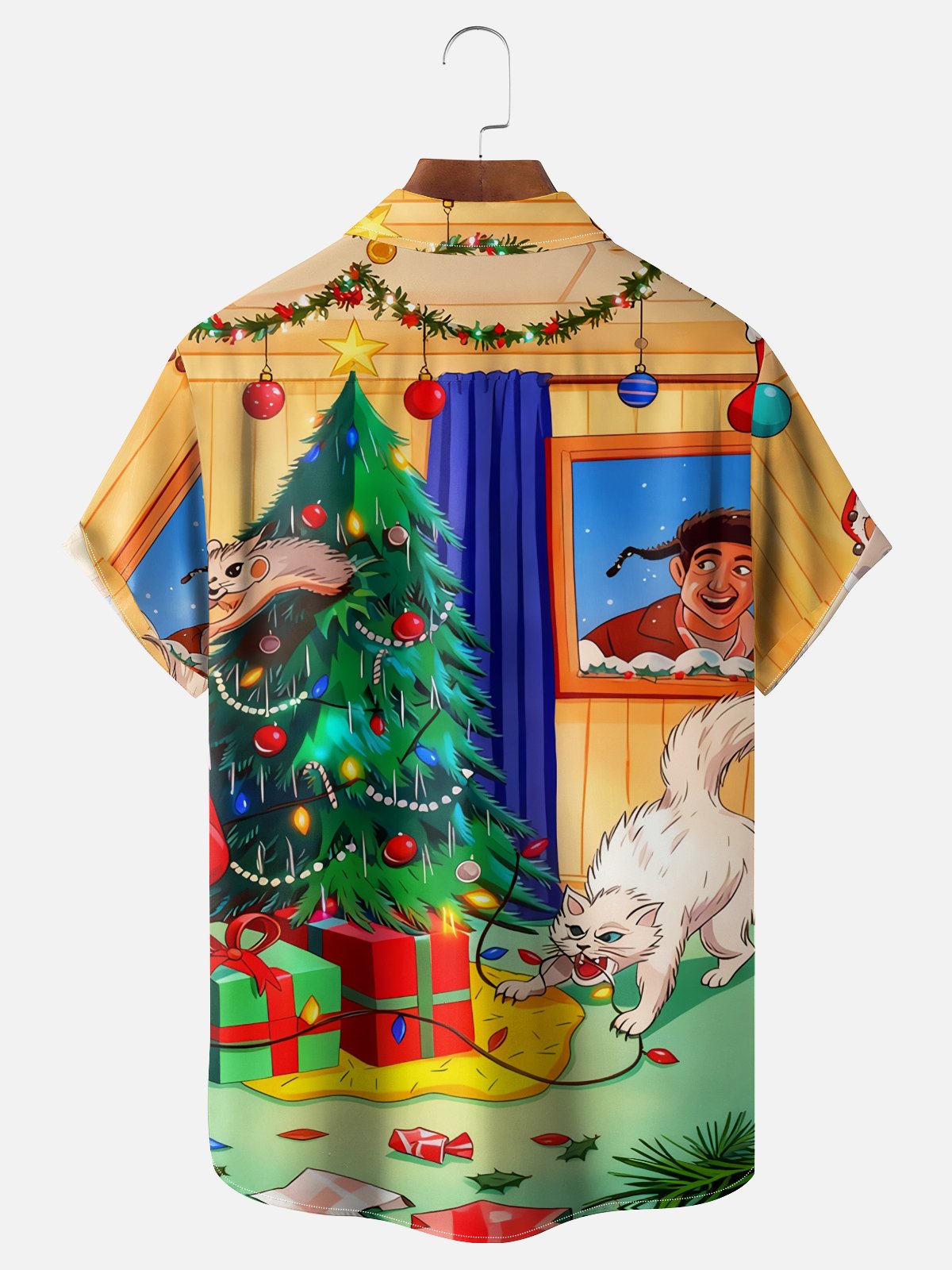 Moisture Wicking Christmas Story Griswold Hawaiian Shirt with Chest Pocket