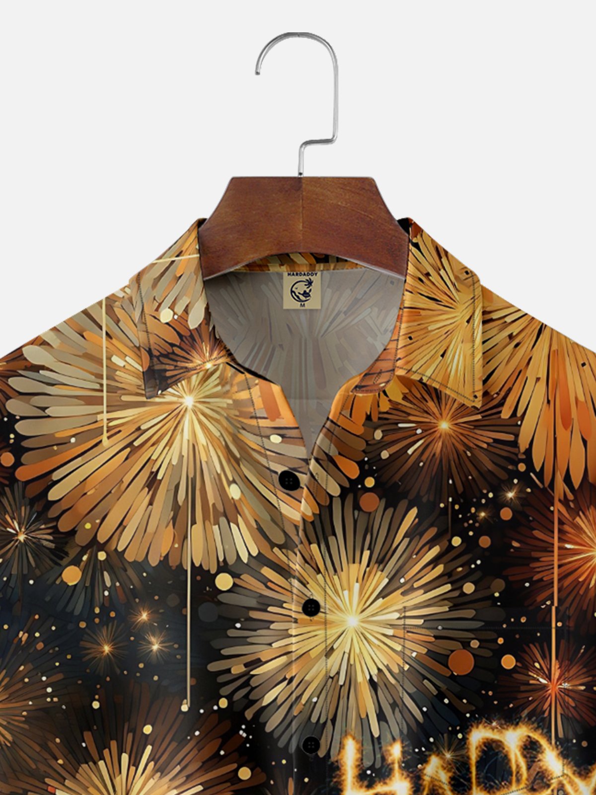 Moisture Wicking Happy New Year Hawaiian Shirt with Chest Pocket