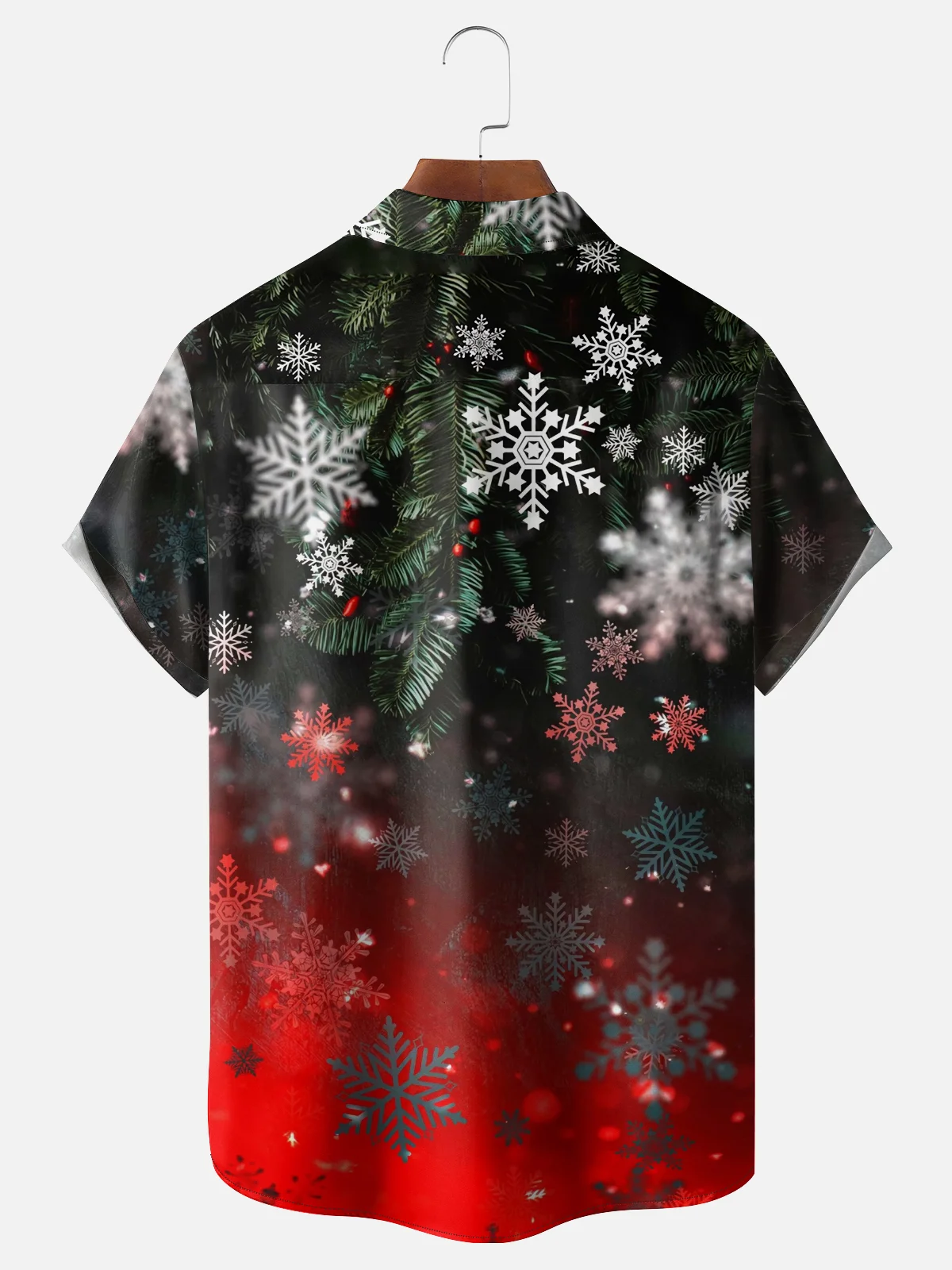 Moisture Wicking Christmas Gradient Snowflake Hawaiian Shirt with Chest Pocket