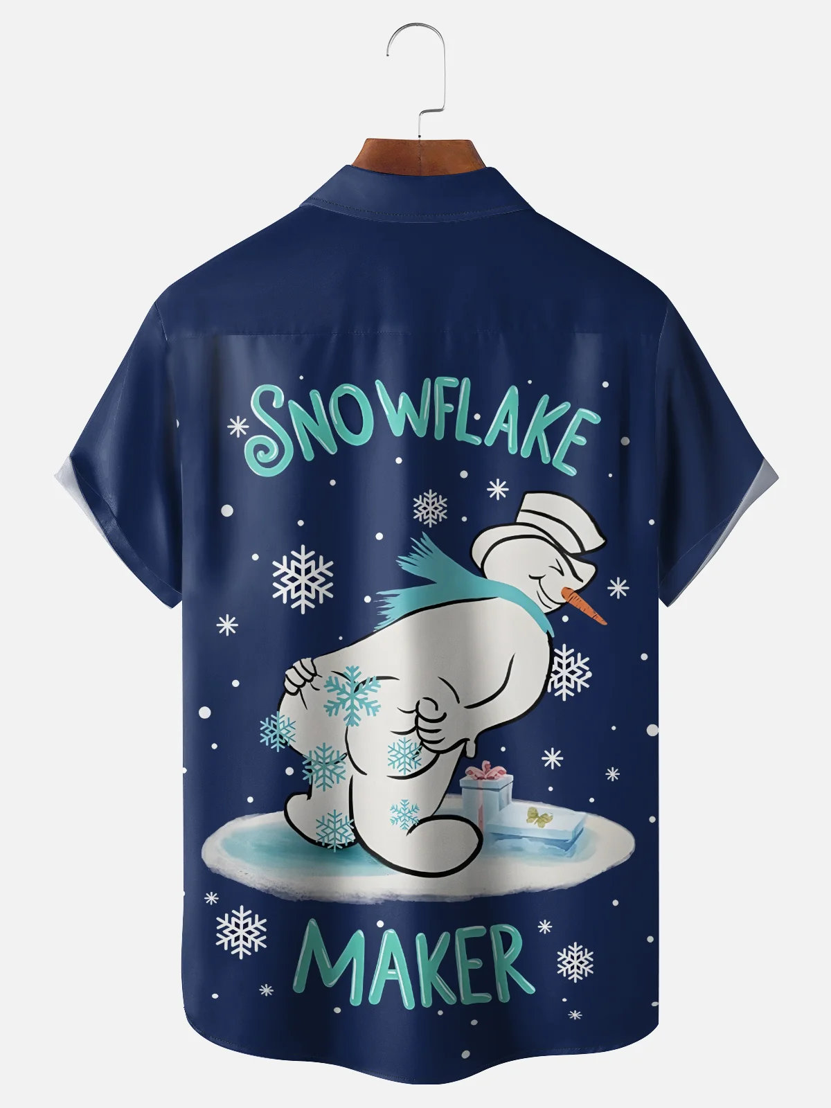 Moisture Wicking Merry Christmas Ugly Snowman Chest Pocket Hawaiian Shirt