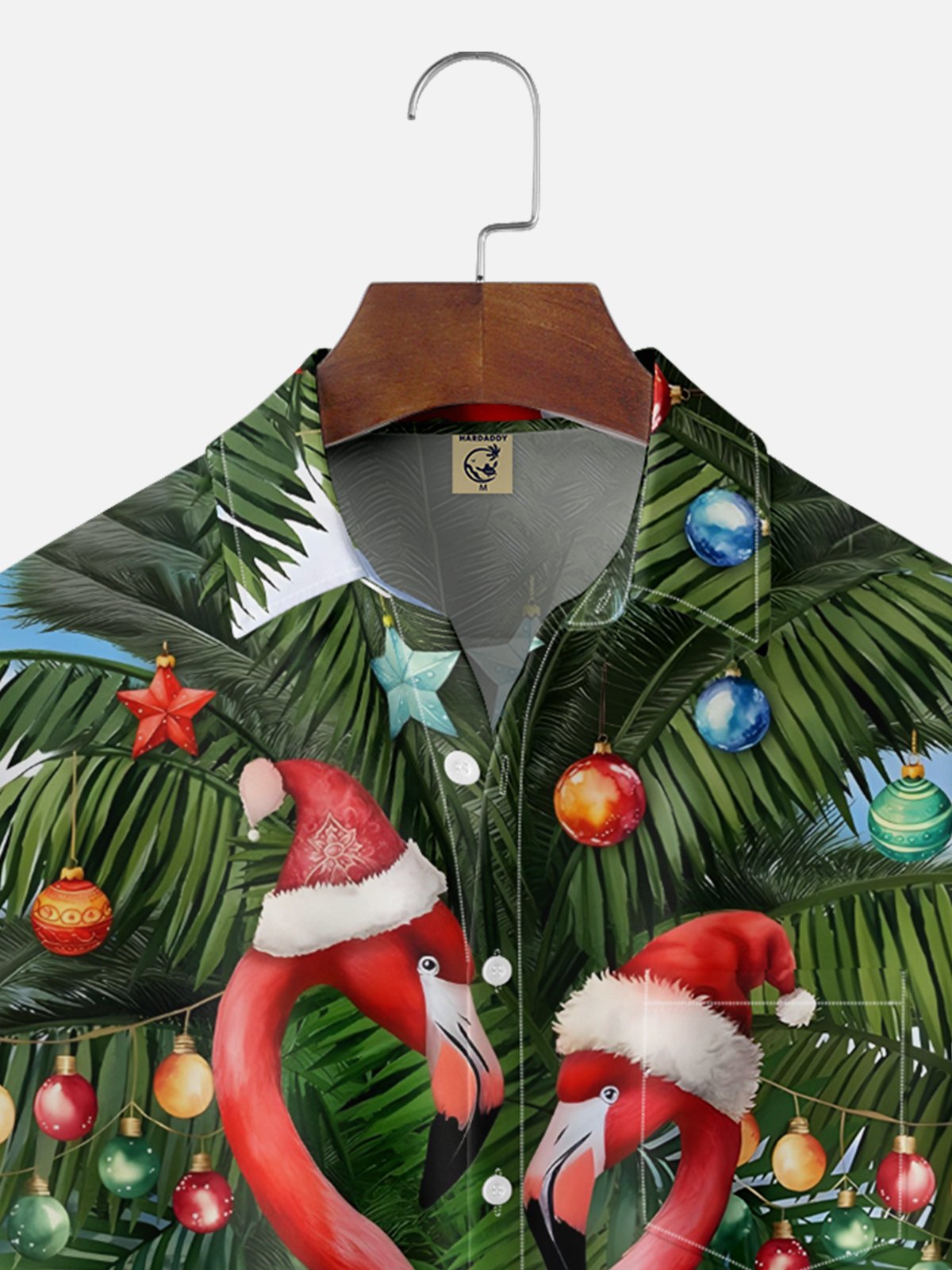 Moisture Wicking Christmas Flamingo Chest Pocket Hawaiian Shirt
