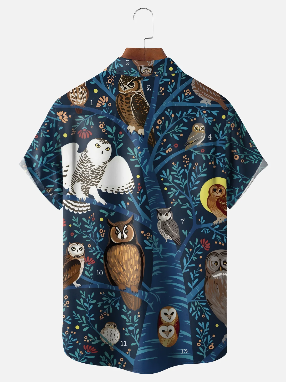 Moisture-wicking Bird and Plant Print Chest Pocket Casual Shirt