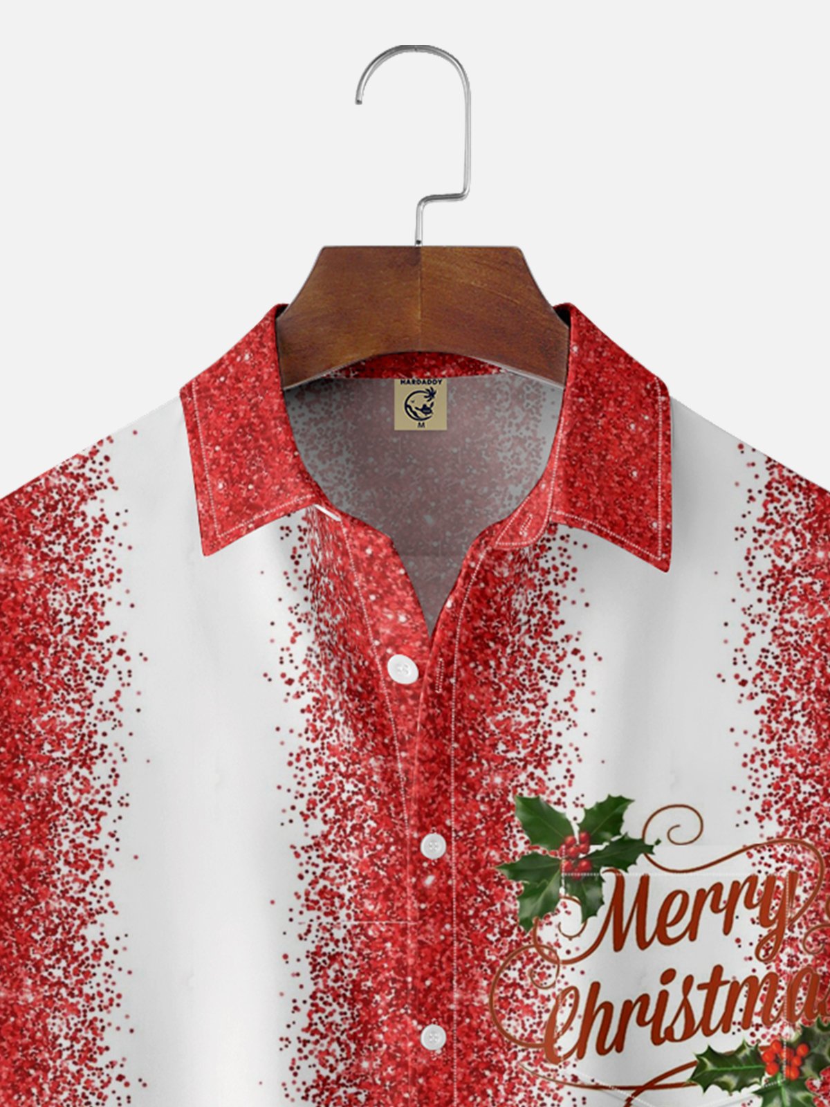 Moisture Wicking Merry Christmas Chest Pocket Bowling Shirt