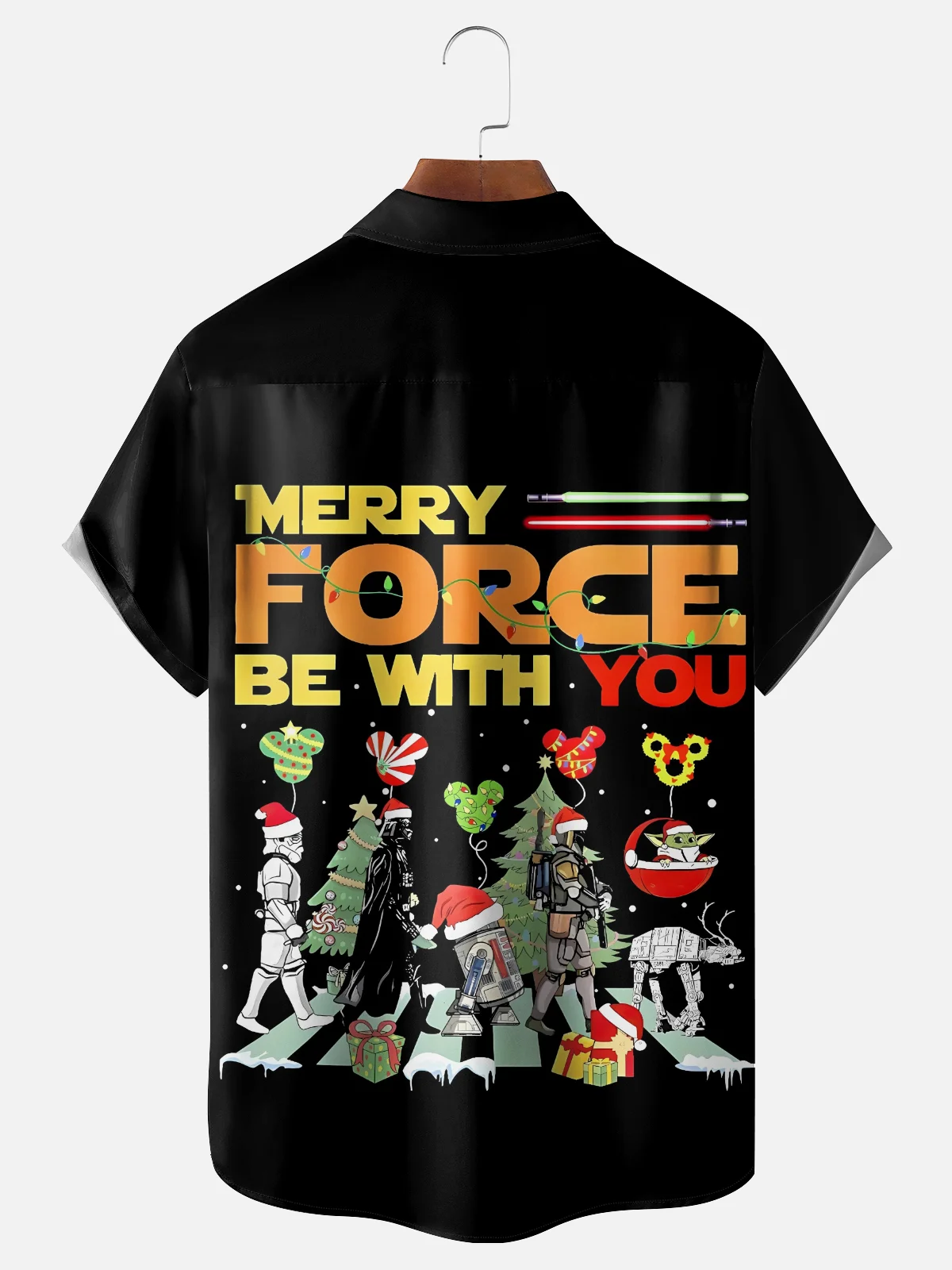 Moisture Wicking Christmas Star Hawaiian Shirt with Chest Pocket