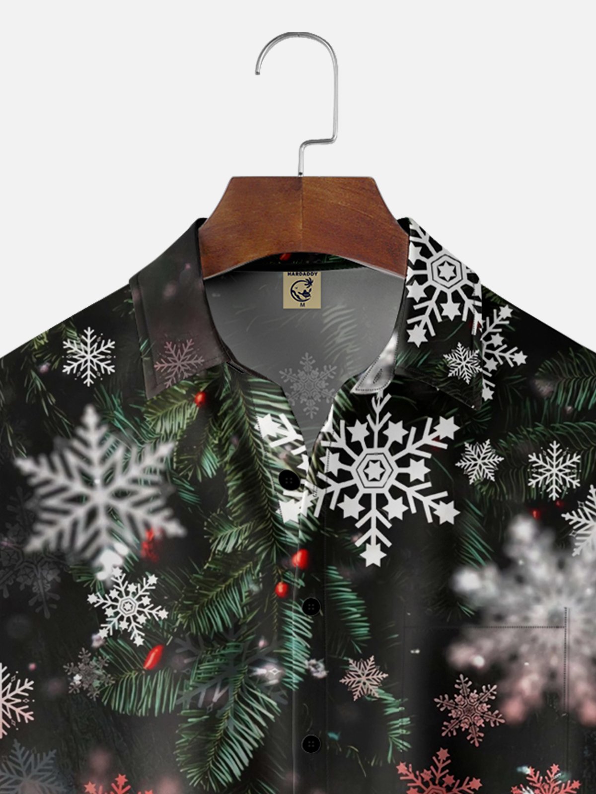 Moisture Wicking Christmas Gradient Snowflake Hawaiian Shirt with Chest Pocket