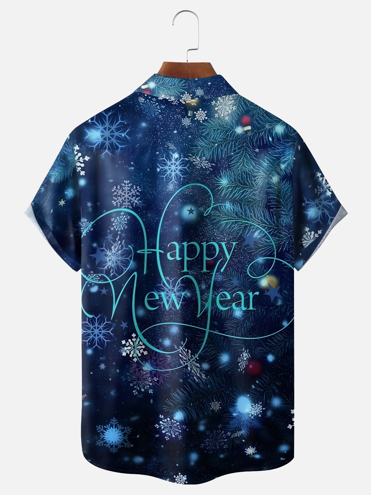 Moisture-wicking New Year Art Slogan Chest Pocket Casual Shirt