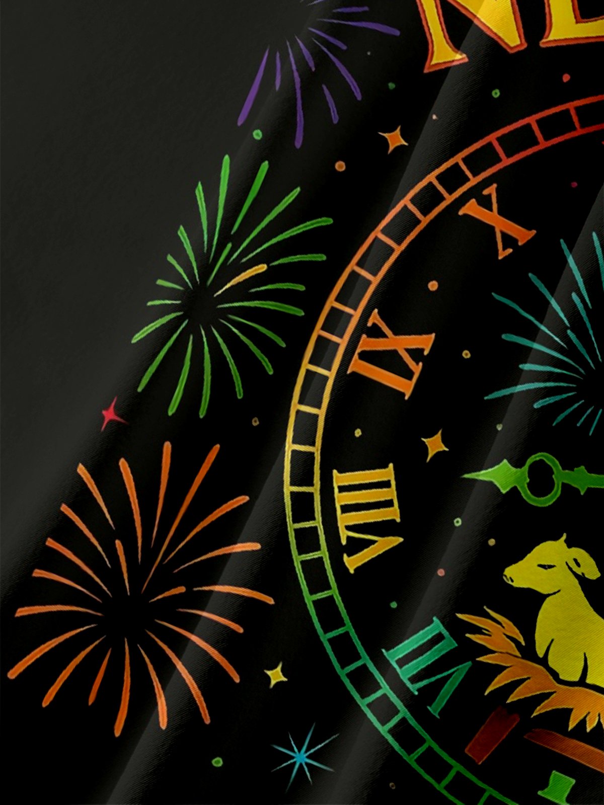 Moisture Wicking Happy New Year Hawaiian Shirt with Chest Pocket