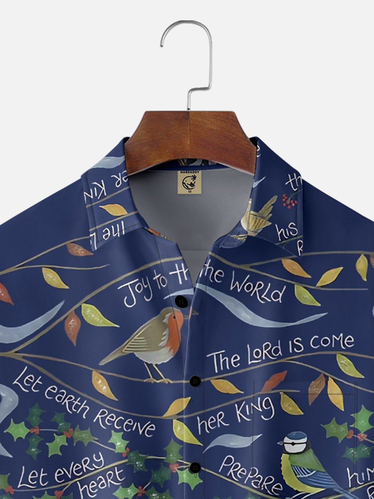 Moisture-wicking Bird and Plant Print Fun Chest Pocket Casual Shirt
