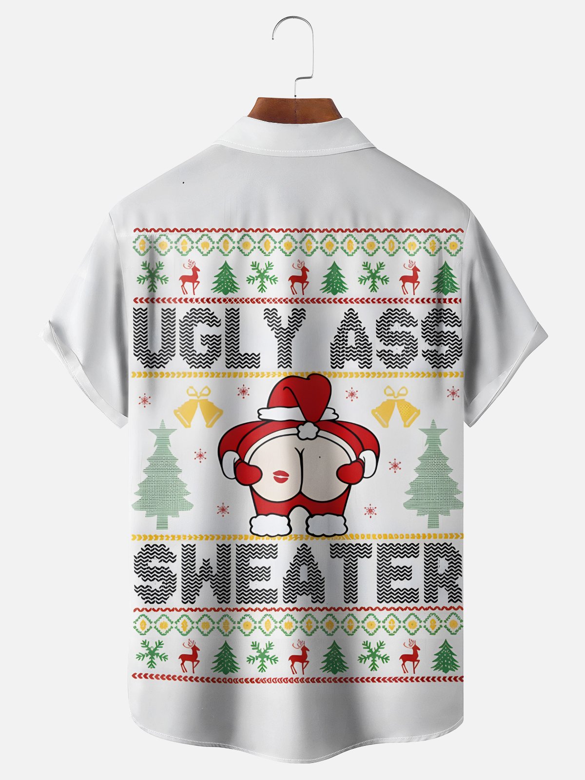 Moisture-wicking Christmas Santa Claus Ass Chest Pocket Casual Shirt