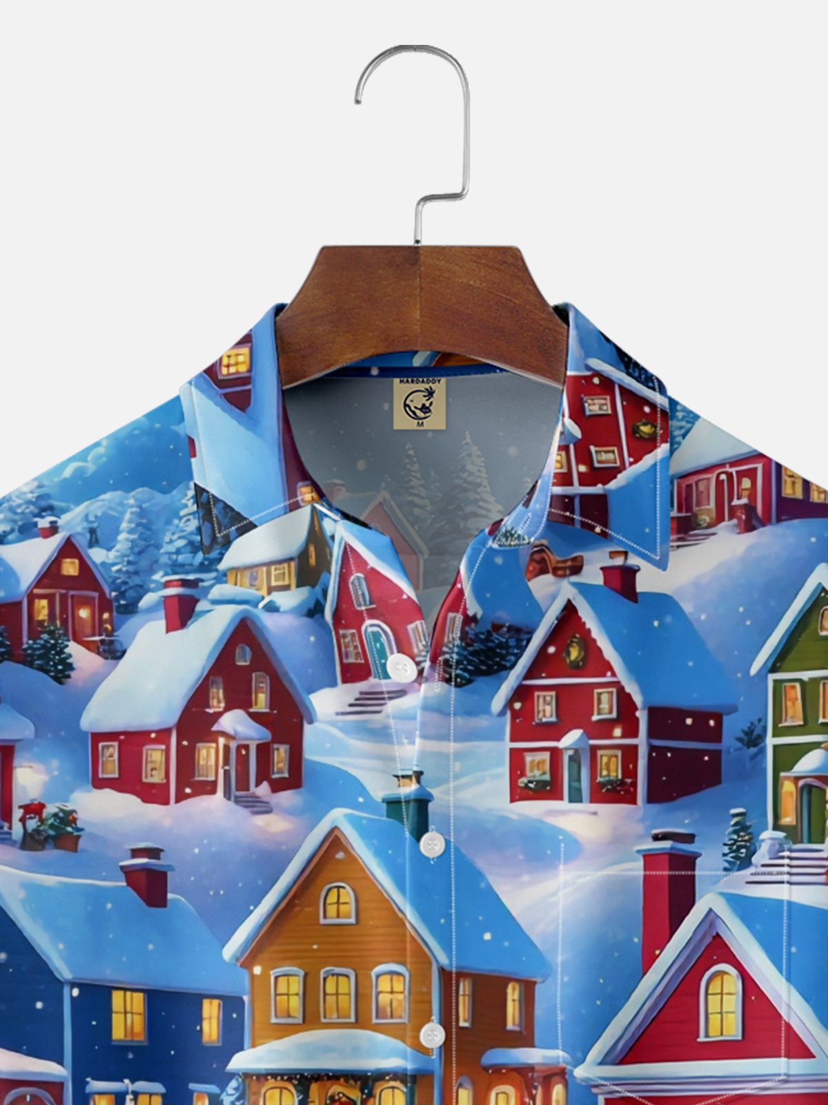 Moisture Wicking Christmas Atmosphere House Christmas Tree Chest Pocket Hawaiian Shirt