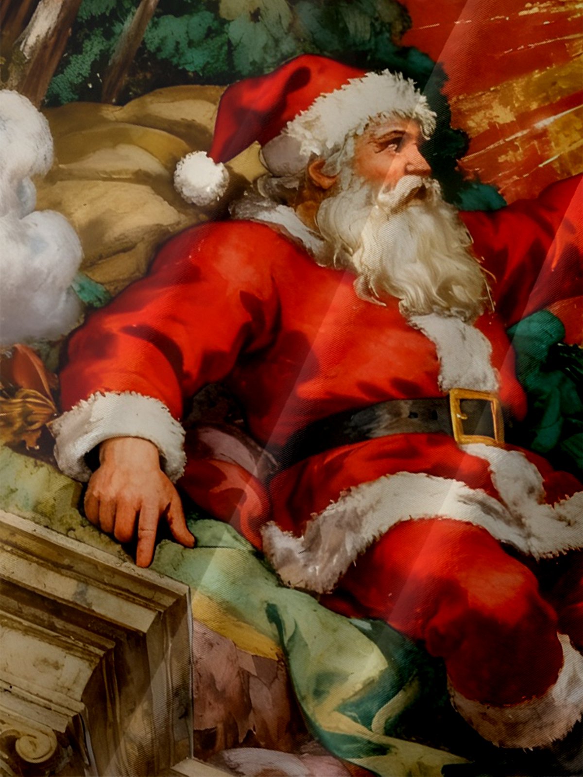 Moisture-Wicking Christmas Santa Reindeer Fun Chest Pocket Casual Shirt