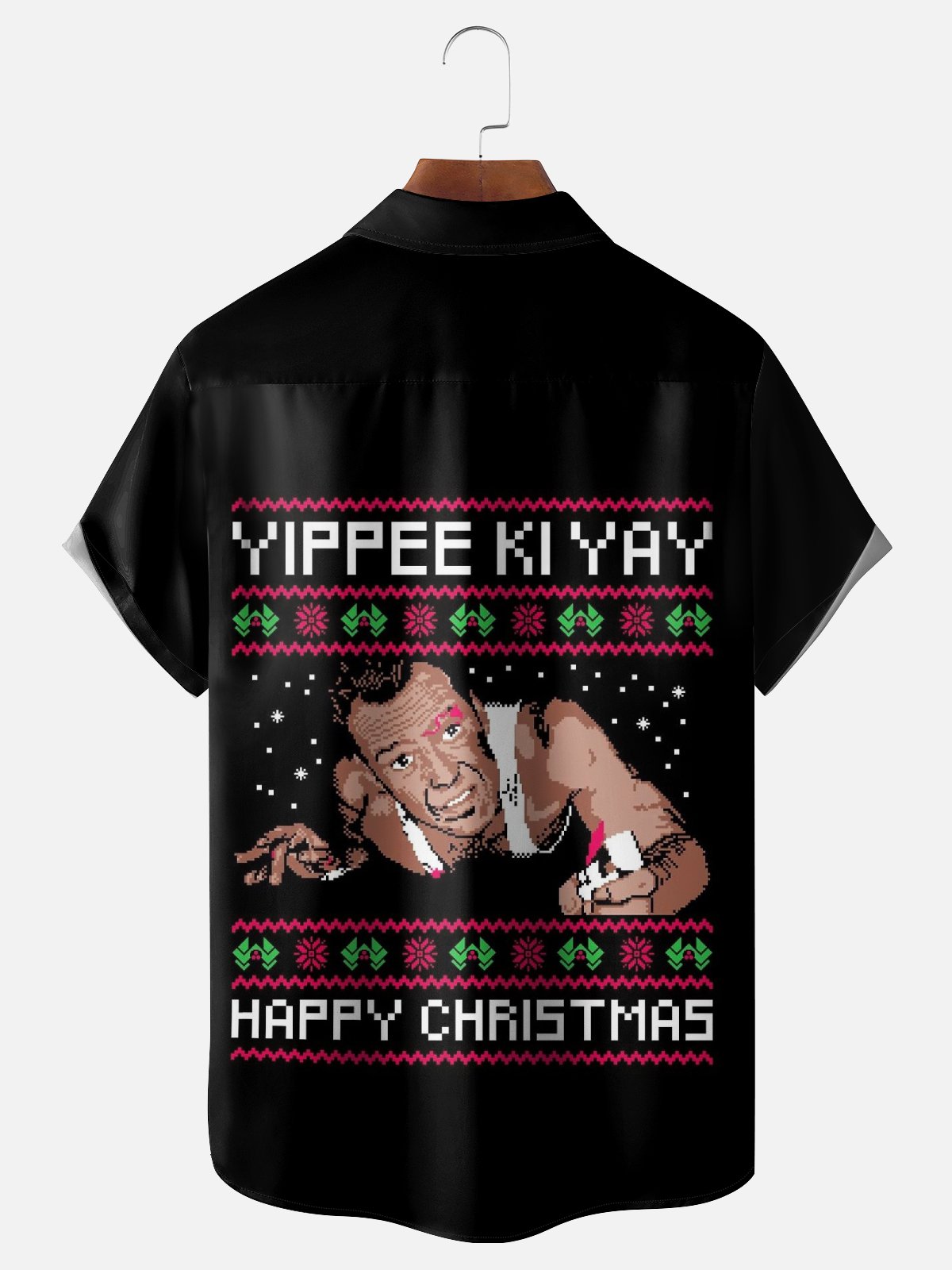 Moisture-wicking Christmas Yippee Ki Yay Chest Pocket Holiday Shirt