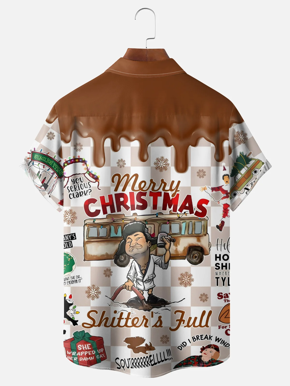 Big size  Moisture Wicking Crazy Christmas Vacation Eddie Chest Pocket Hawaiian Shirt