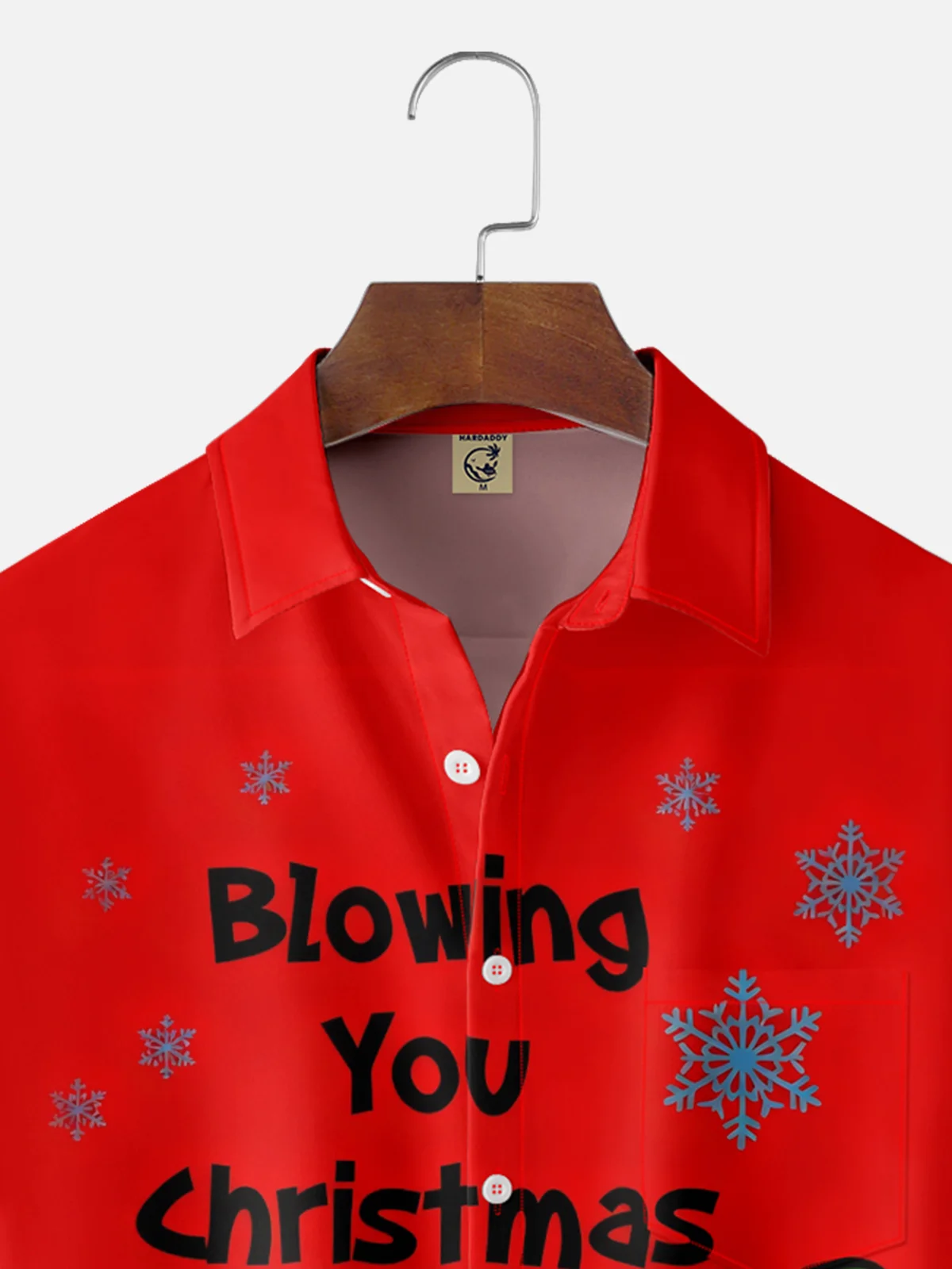 Moisture-wicking Christmas Snowman Blowing You Christmas Kisses Chest Pocket Holiday Shirt