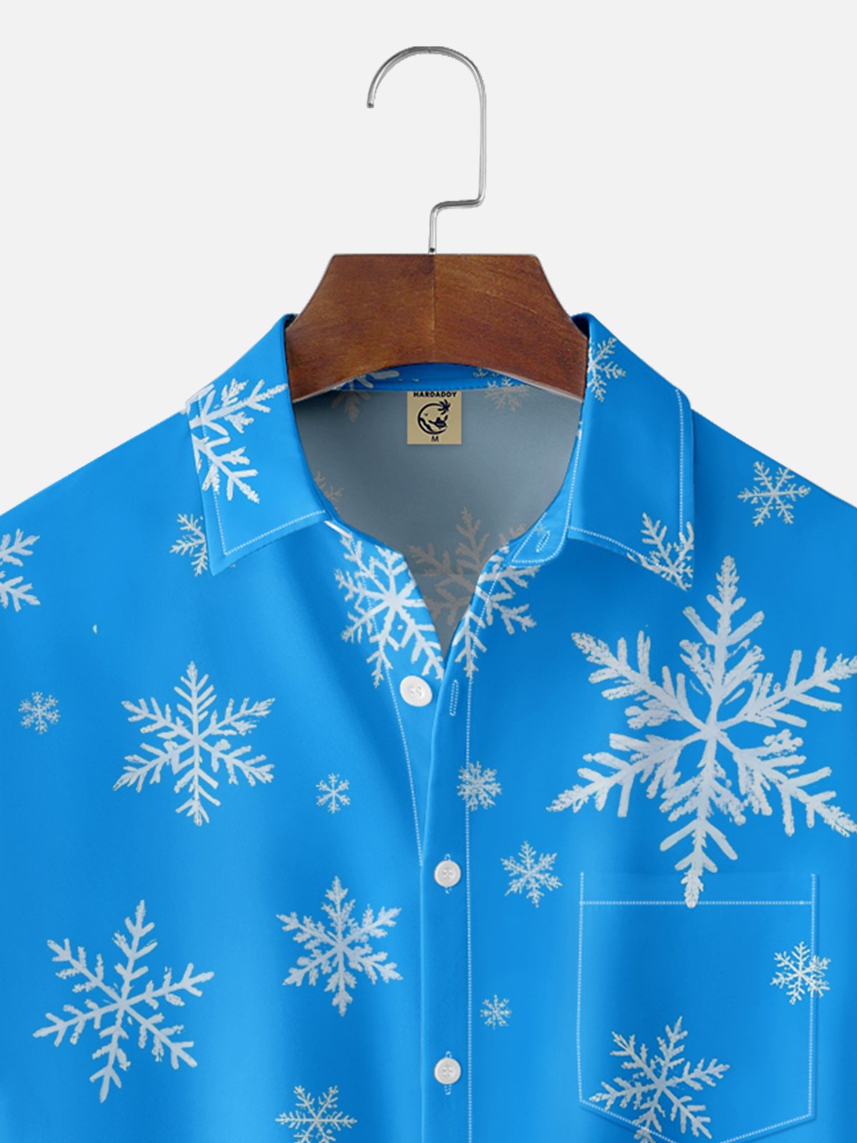 Moisture-wicking Christmas Snowflake Chest Pocket Casual Shirt
