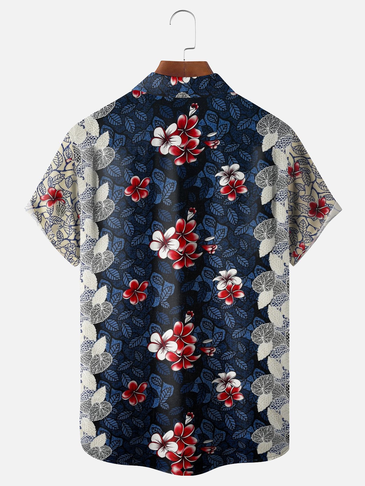 Moisture Wicking Tropical Plants Flowers Leaves Chest Pocket Hawaiian Shirt