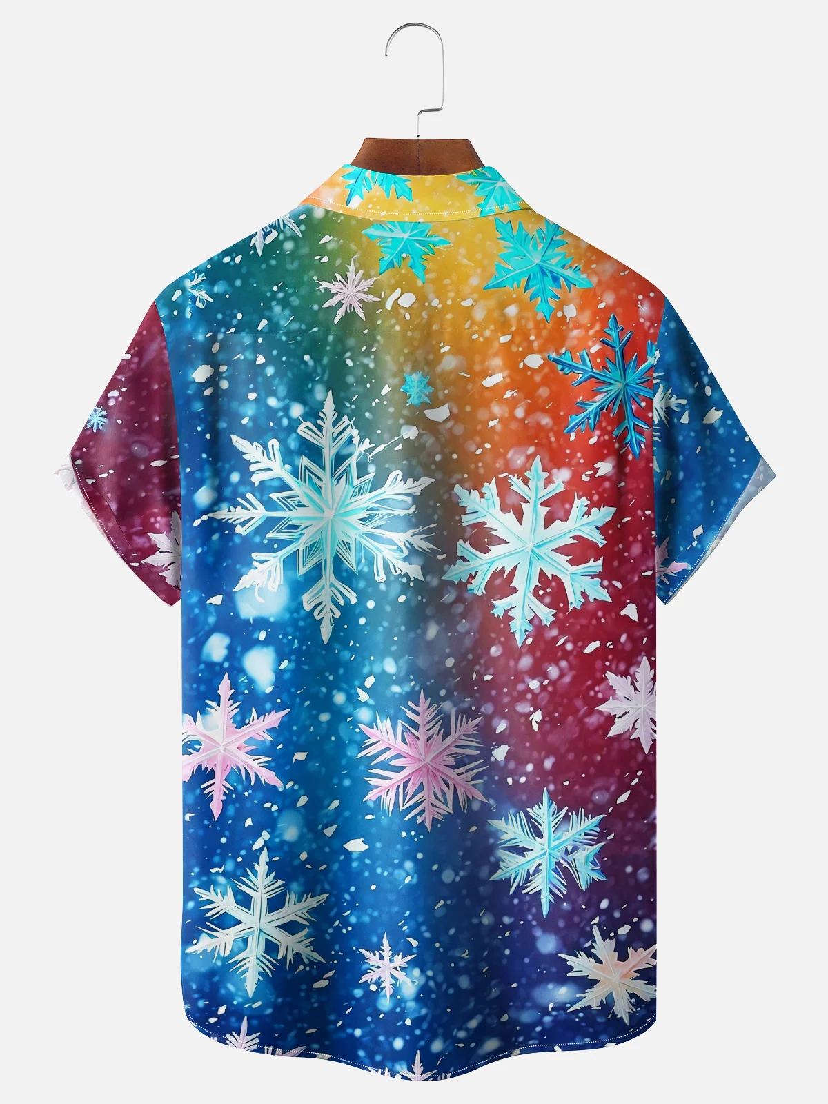 Moisture Wicking Christmas Gradient Snowflake Hawaiian Shirt with Chest Pocket