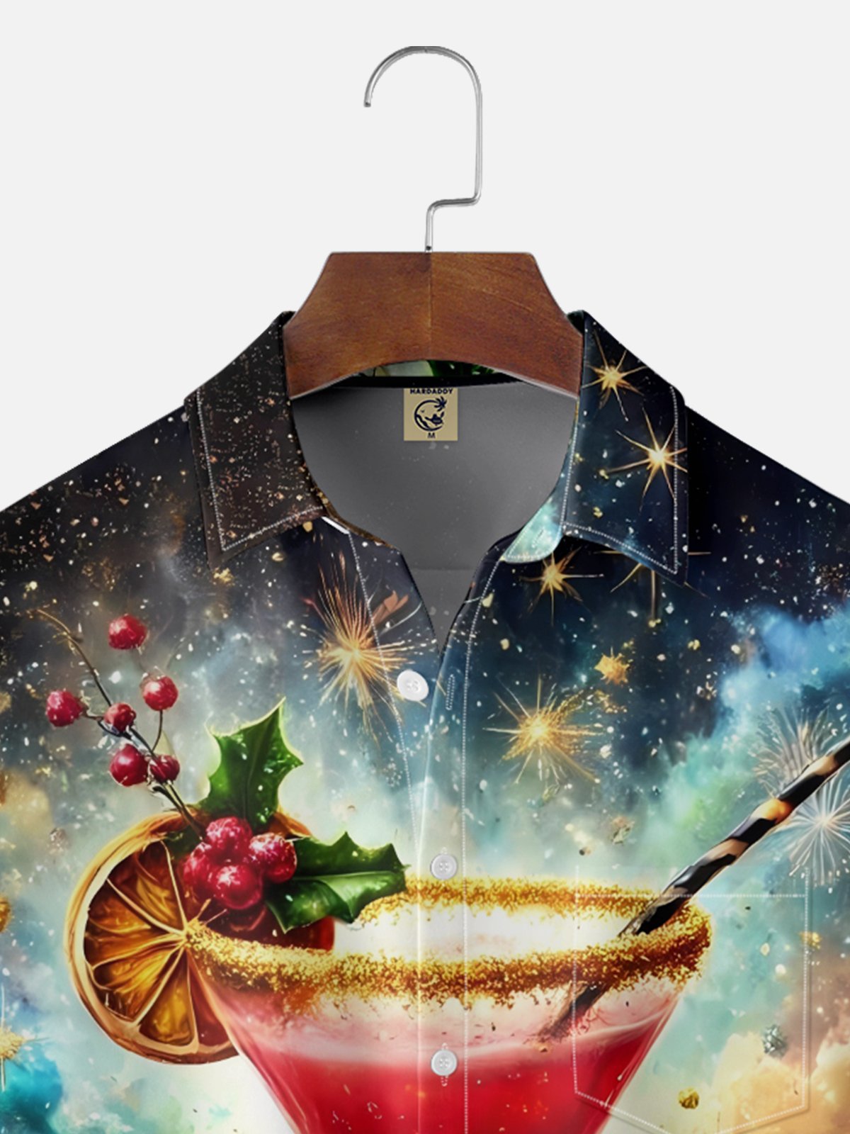 Moisture-wicking New Year's Cocktail Party Chest Pocket Casual Shirt