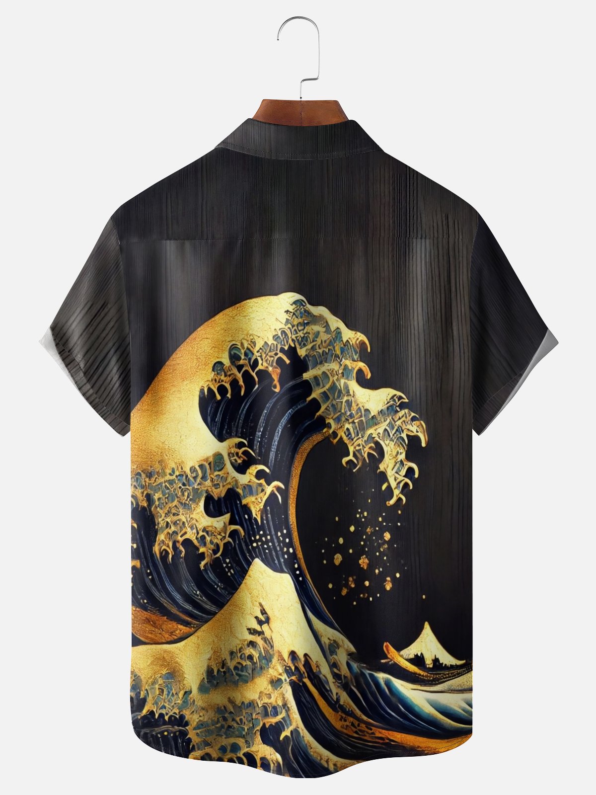 Moisture-wicking Japanese Ukiyo-e Wave Chest Pocket Casual Shirt