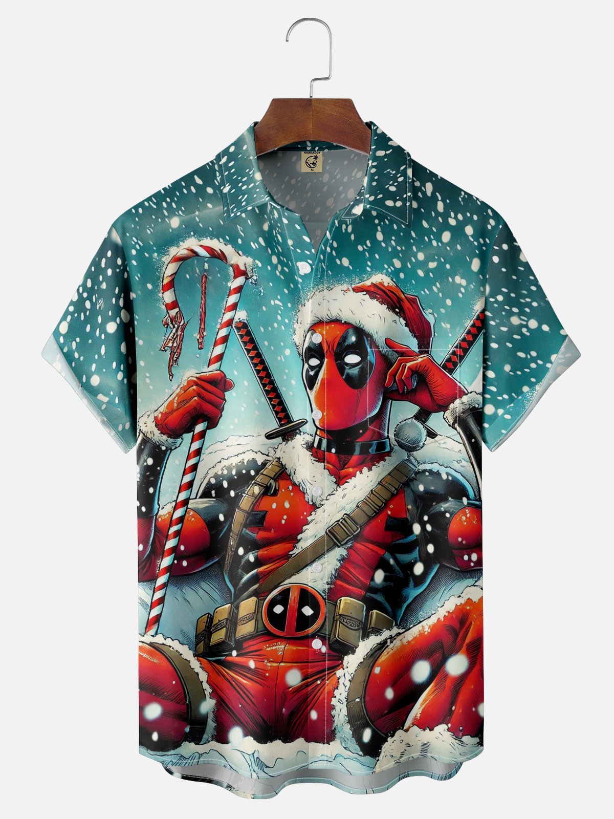 Moisture-wicking Christmas Santa Fun Dead Chest Pocket Casual Shirt