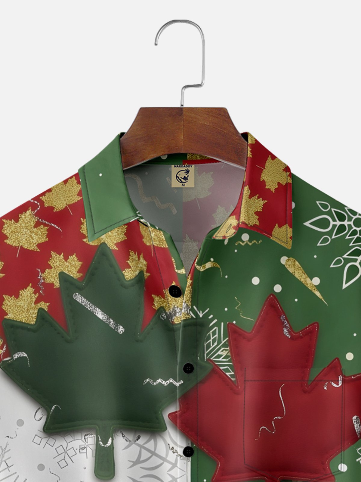 Moisture-wicking Canadian Maple Leaf Multicolor Patchwork Chest Pocket Casual Shirt
