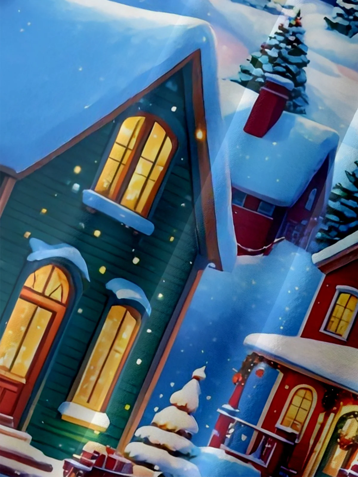 Moisture Wicking Christmas Atmosphere House Christmas Tree Chest Pocket Hawaiian Shirt